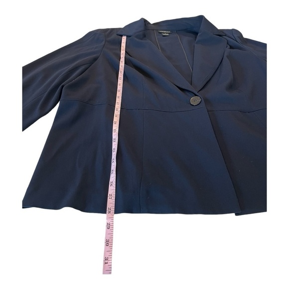 Lane Bryant Navy Blue One Button Closure Sharp Shoulder Blazer Jacket 26/28 - Picture 7 of 13